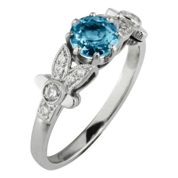 Edwardian aquamarine engagement ring in platinum