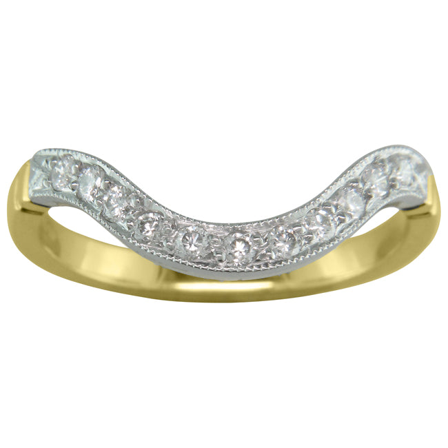 Deep shaped and curved vintage diamond wedding ring