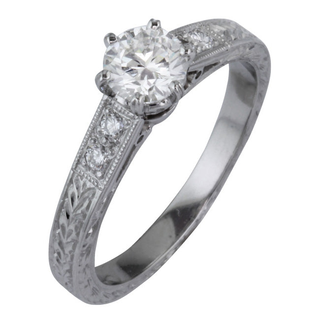 Art Deco engraved diamond ring UK