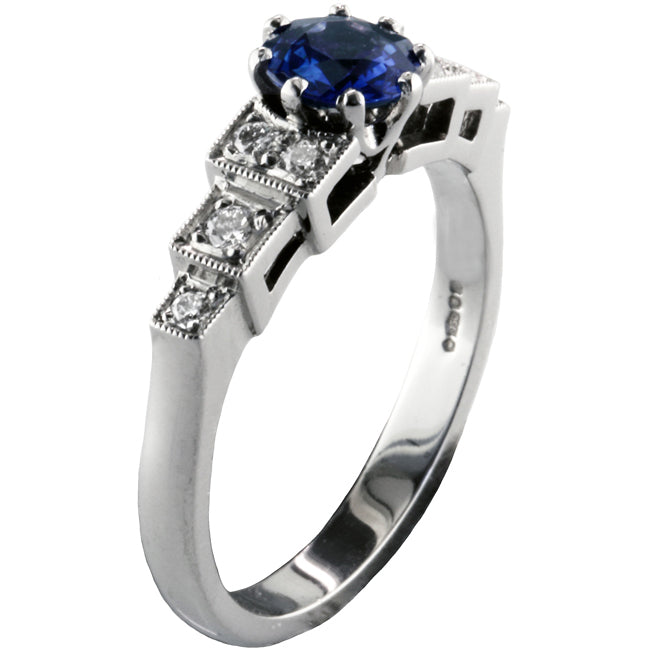 Sapphire engagement ring with diamonds