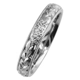 Platinum engraved floral wedding ring