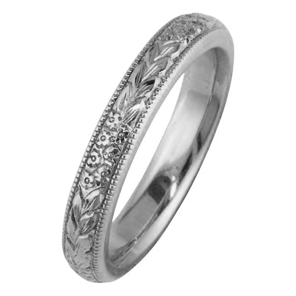 Forget-me-not floral wedding ring in white gold