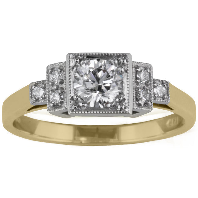 Gold and platinum Art Deco diamond ring from London jewellers.