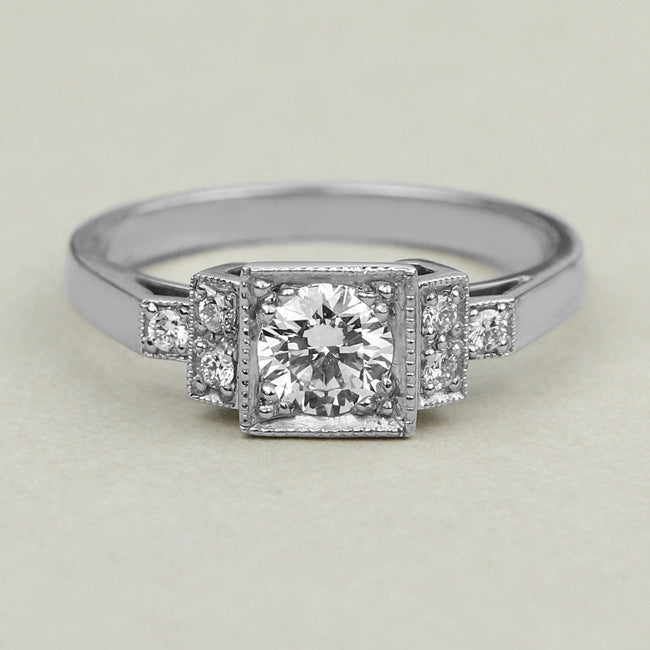 Diamond ring in geometric Art Deco style in UK