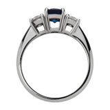 Blue sapphire and diamond 3 stone ring