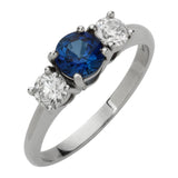 Blue Sapphire and Diamond Trilogy Ring UK