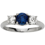Sapphire Diamond Three Stone Ring in Platinum