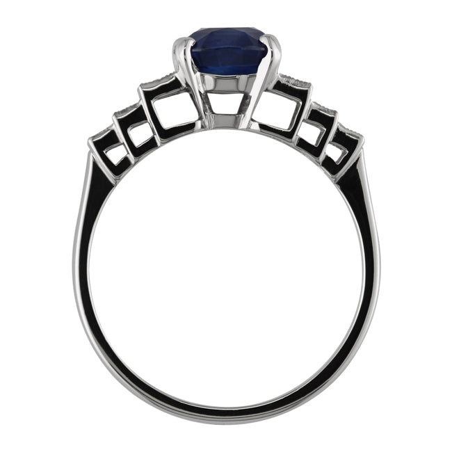 Art Deco Sapphire Ring with Baguette Diamond Shoulders – The London ...