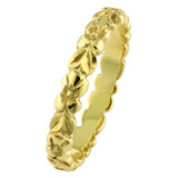 Yellow gold engraved flower wedding ring