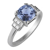 Sapphire ring with princess diamond accents