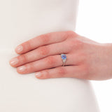 1930s design sapphire diamond ring on hand
