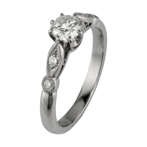 White Gold vintage diamond ring with diamond accents