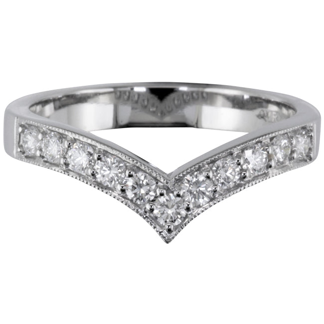 Diamond wishbone wedding ring in 18ct white gold
