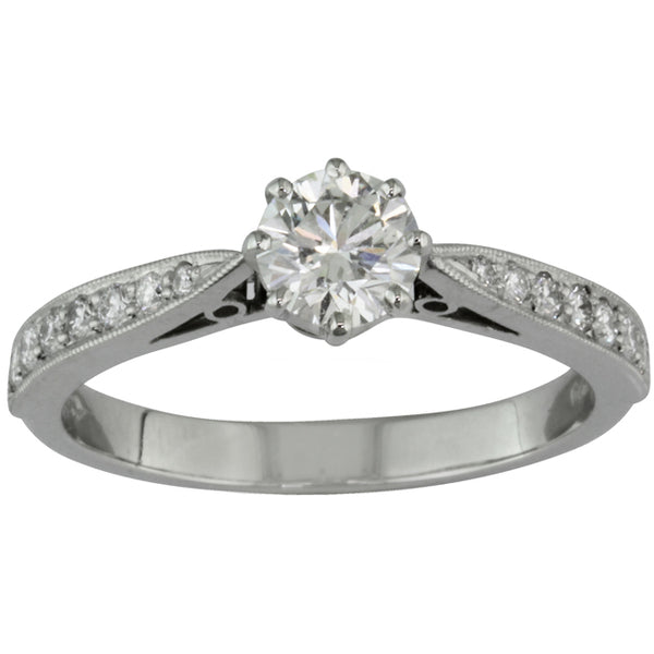 Diamond Engagement Ring with Tapered Diamond Band