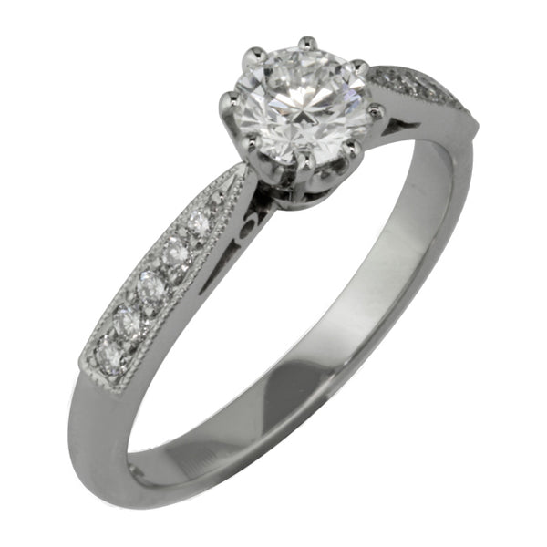 Art Deco Style Diamond Ring with Tapered Band