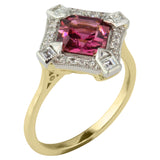 October birthstone tourmaline ring in vintage Art Deco jewellery design.