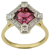 Art Deco Style Tourmaline and Diamond Cluster Ring