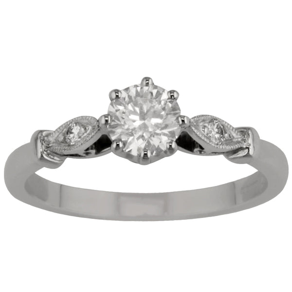 Edwardian Style Ring with Diamond Set Marquise Shape Shoulders