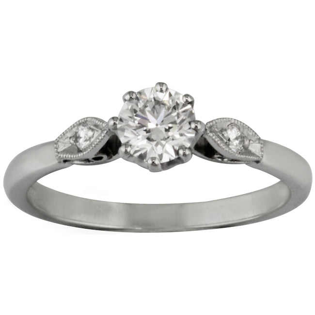Edwardian Style Ring with Diamond-Set Leaf Design