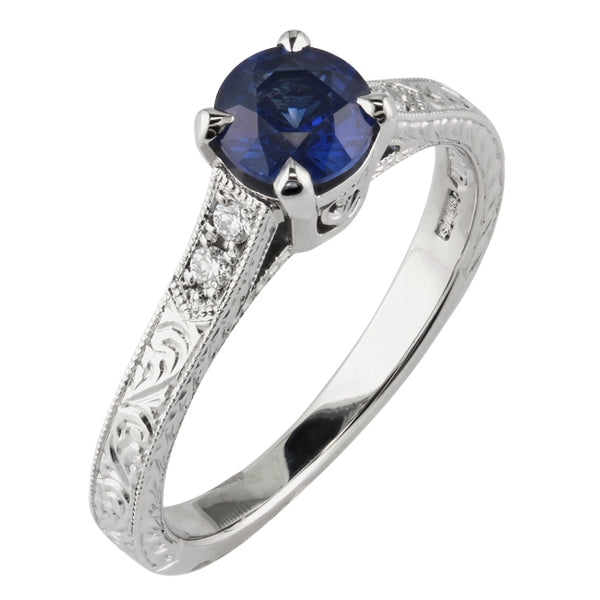 Unusual pattern sapphire engagement ring
