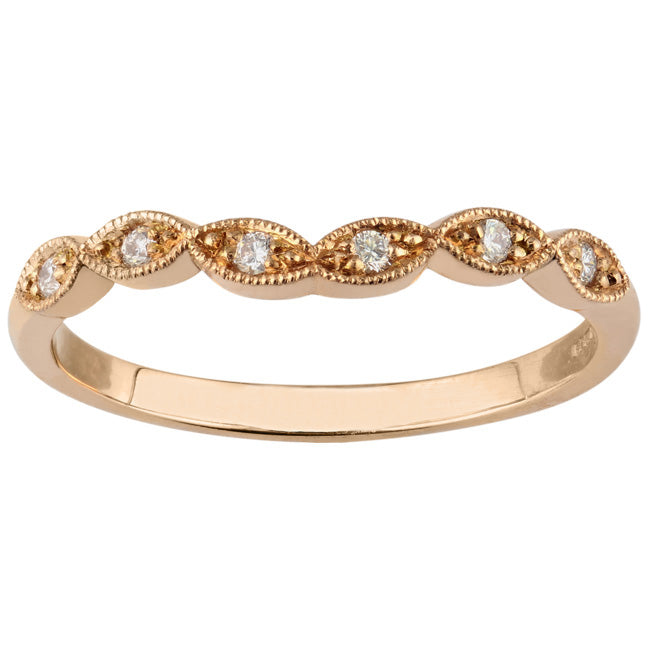 Rose gold scalloped diamond wedding ring UK