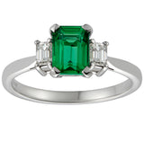 Emerald and diamond three stone ring Hatton Garden