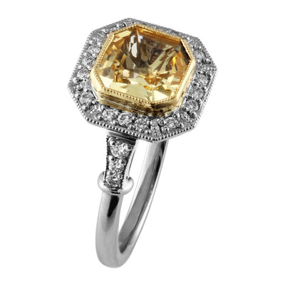 Art Deco yellow sapphire cluster ring