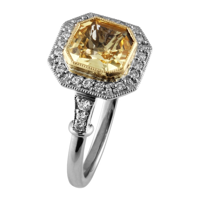 Art Deco yellow sapphire cluster ring