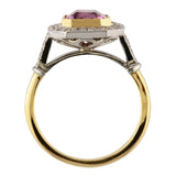 Pink sapphire octagonal halo ring
