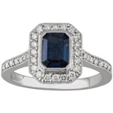 Sapphire diamond cluster engagement ring