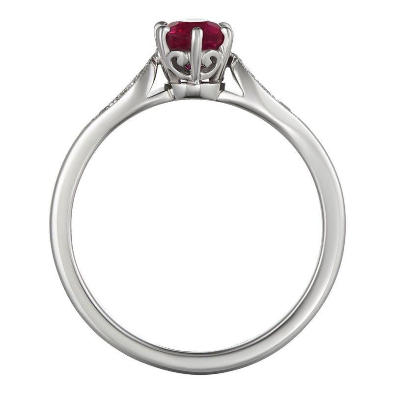 Ruby and diamond engagement ring in platinum 950