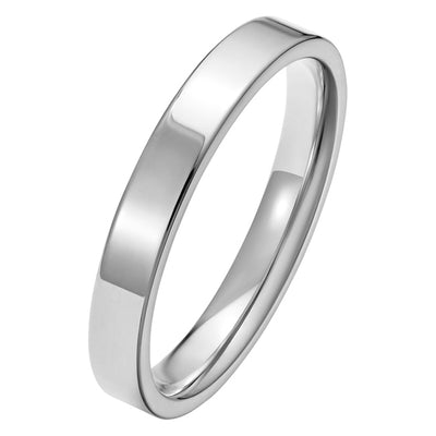 3mm platinum light flat court plain wedding ring