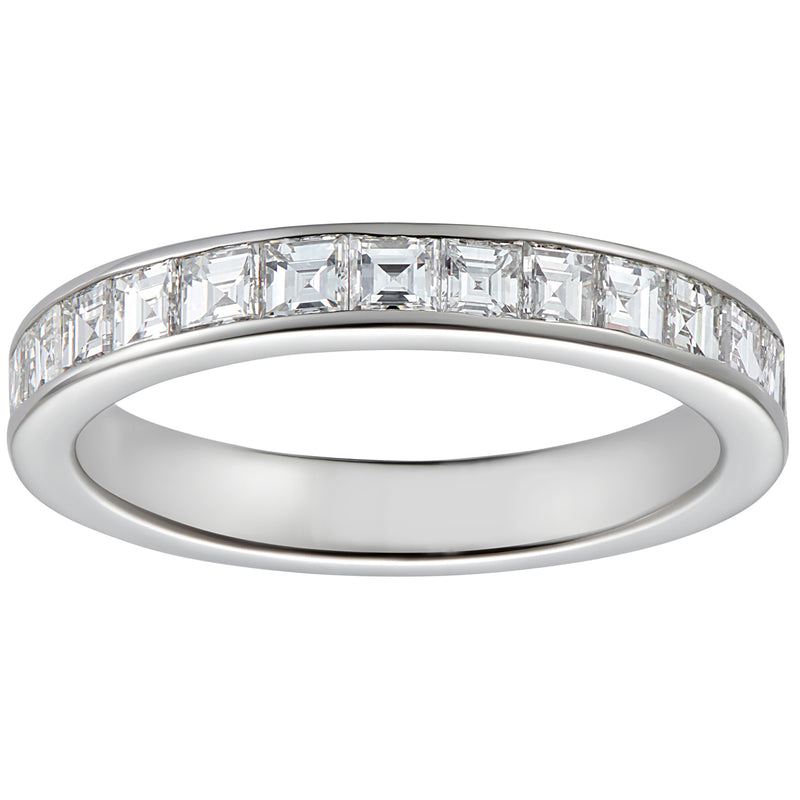 3mm square step cut diamond eternity ring in platinum