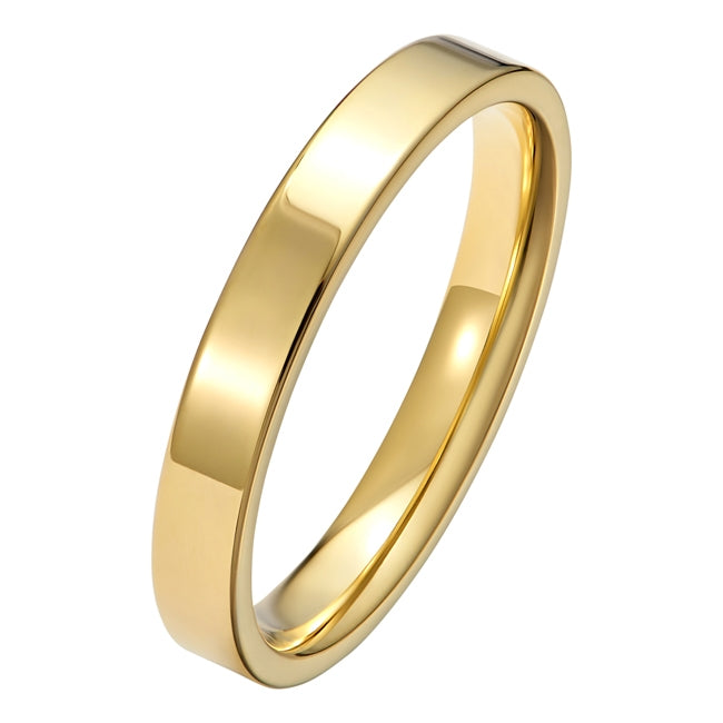 3mm Yellow Gold Light Flat Court Plain Wedding Ring