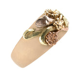 Naturalistic three-colour gold flower ring
