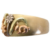 Side view vintage inspired rabbit and lily ring