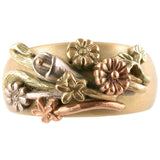 Multi-tone gold floral wedding ring inspired by Victorian Language of Flowers