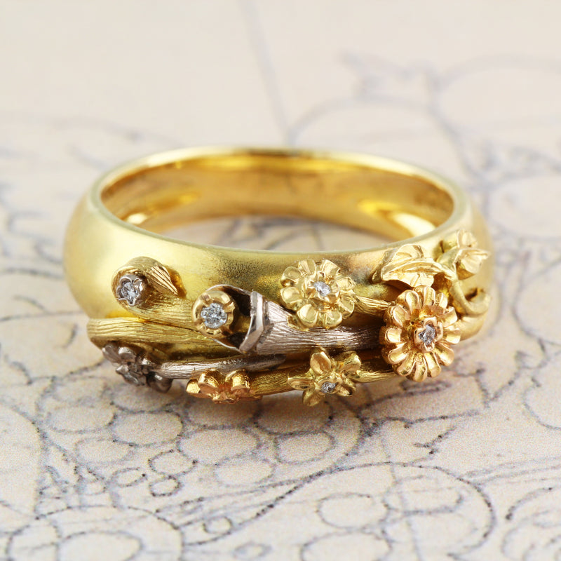 Unique Language of Flowers Meaningful Ring