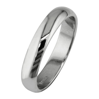 4mm Wide D-shape Wedding Ring in Platinum