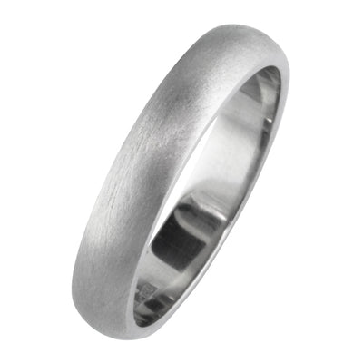 4mm Men's Brushed D-shape Wedding Ring in Platinum