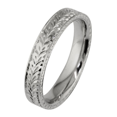 4mm Platinum Men's Engraved Wedding Ring UK