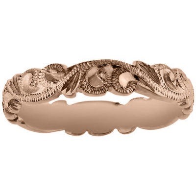 Rose gold patterned wedding ring
