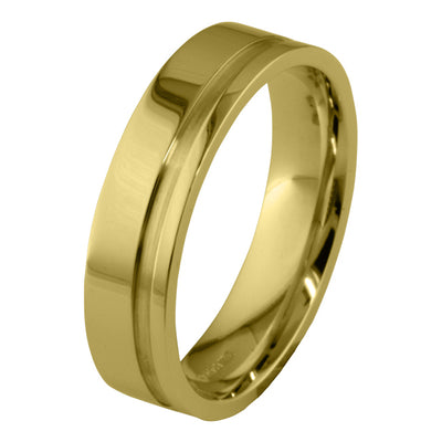 Grooved gold man's wedding ring