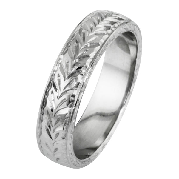 5 mm Palladium Men's Patterned Wedding Ring UK