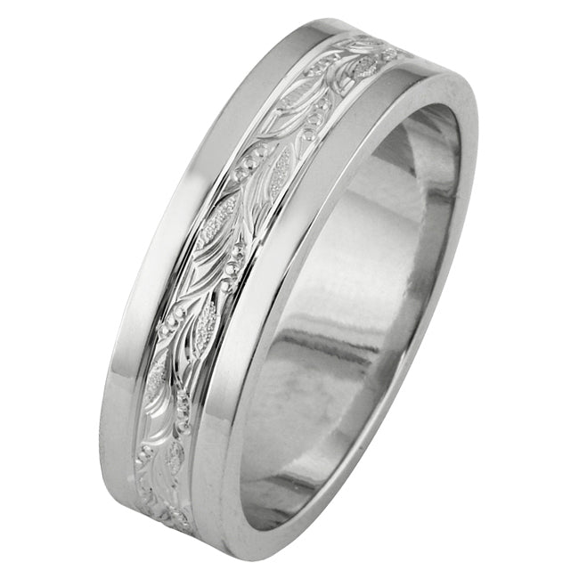 6mm platinum engraved wedding ring