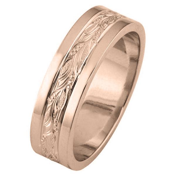 6mm rose gold engraved wedding ring