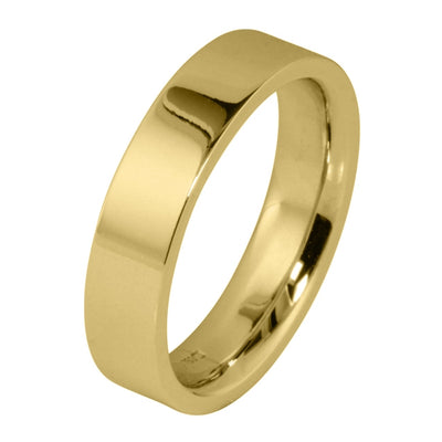 5mm Flat Court Mens Wedding Ring in 18ct Yellow Gold