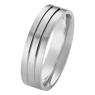 5mm-platinum satin double ridged men's wedding ring