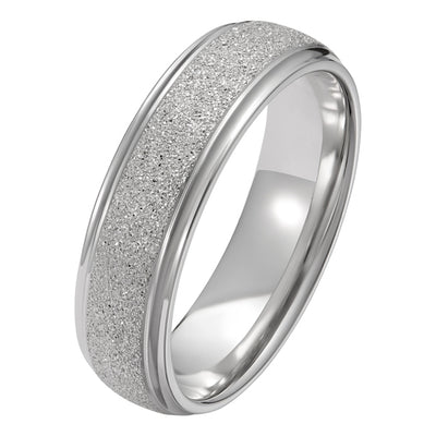 6mm Sandbast Stone Pattern Wedding Ring in Platinum