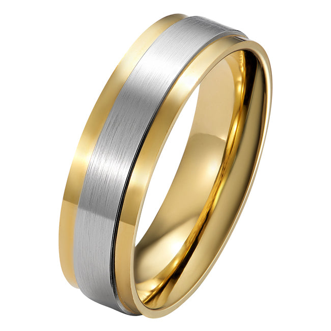 6mm Platinum and Yellow Gold Men's Wedding Band with Raised Centre Panel
